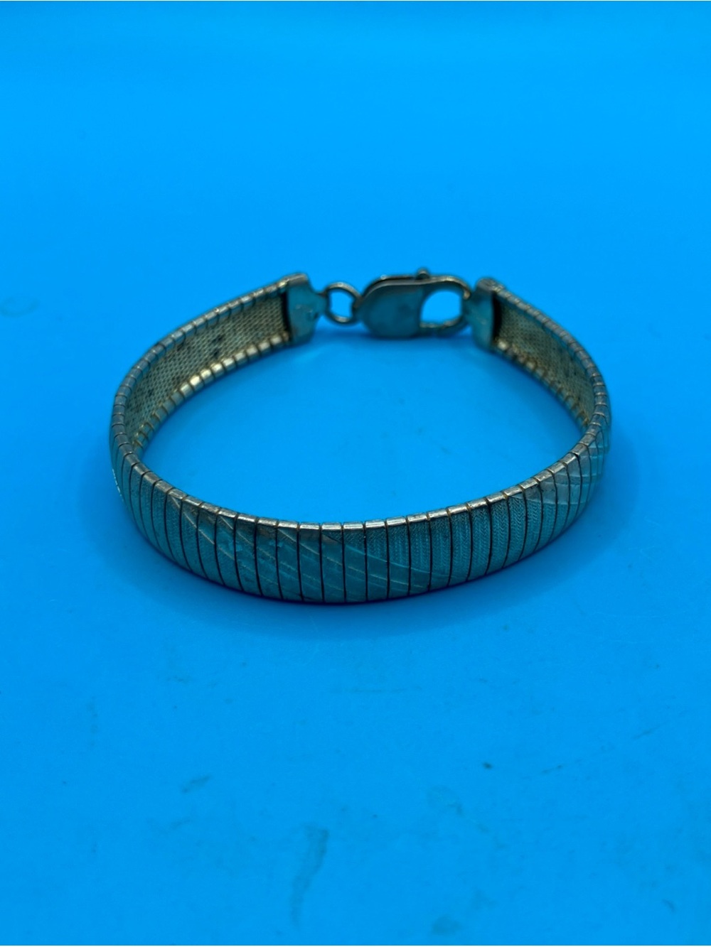 Vintage Italian 925 Sterling Silver Gold Vermeil Omega Bracelet 7.25"